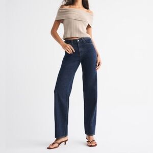 Abercrombie & Fitch The Loose High Rise Curve Love Dark Wash Jeans Size 8 Long